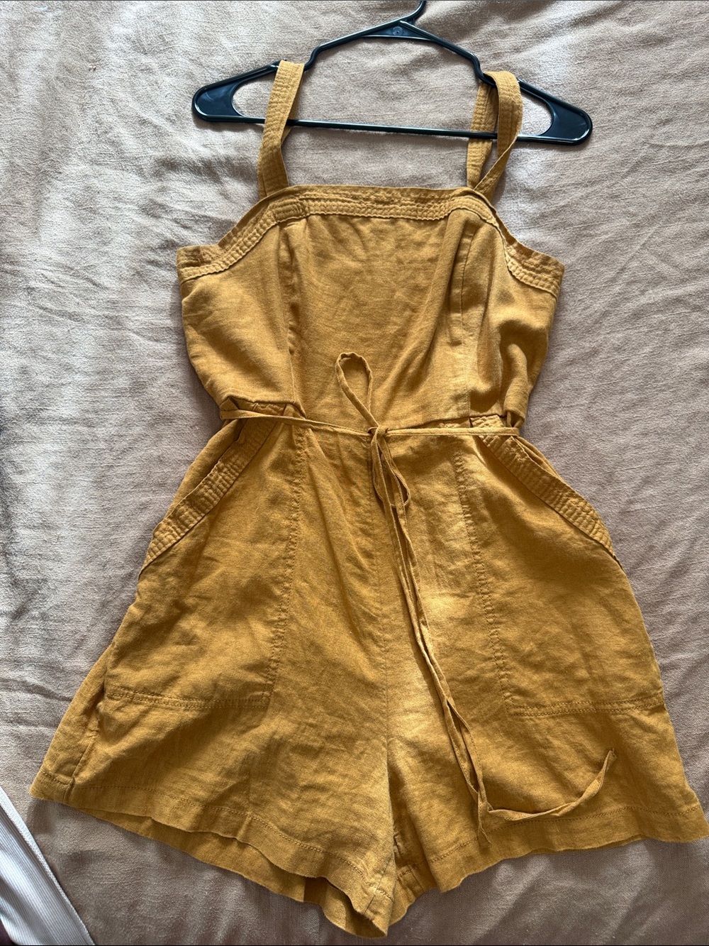 Old Navy Mustard Yellow Linen Romper